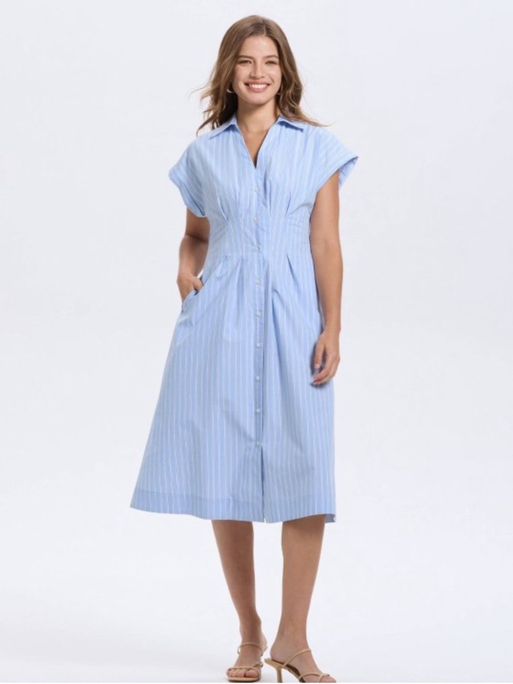 NWOT A NEW day pleaded midi shirt dress